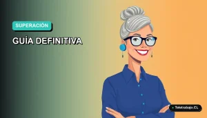 Ilustración vectorial plana de una mujer profesional madura, con cabello gris recogido y blusa azul, sonriendo con confianza. Fondo con degradado suave de azul a verde menta, espacio negativo a la izquierda.
