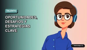 Ilustración vectorial plana de una mujer profesional chilena con blusa azul y lentes, mirando confiada, sobre fondo degradado suave, representando el talento senior en el mercado laboral tecnológico.