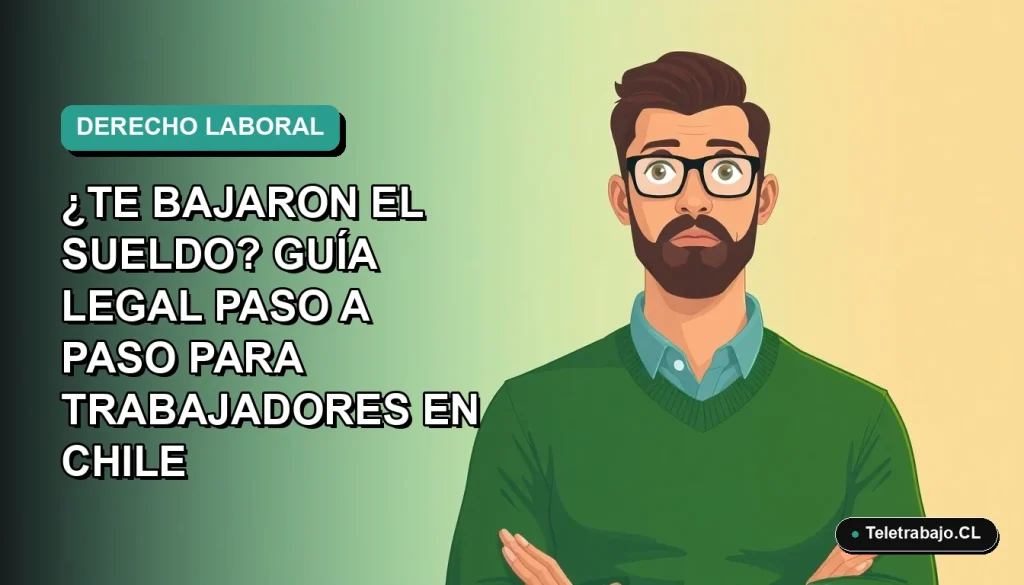 Ilustración plana corporativa de un trabajador hombre con suéter verde mirando preocupado hacia la izquierda, sobre fondo degradado azul verdoso. Espacio negativo a la izquierda.