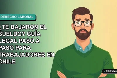 Ilustración plana corporativa de un trabajador hombre con suéter verde mirando preocupado hacia la izquierda, sobre fondo degradado azul verdoso. Espacio negativo a la izquierda.