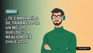 Ilustración vectorial plana de un trabajador masculino de tecnología con suéter verde, mirando pensativo hacia un espacio vacío, sobre un fondo degradado suave de color teal.