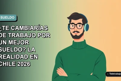 Ilustración vectorial plana de un trabajador masculino de tecnología con suéter verde, mirando pensativo hacia un espacio vacío, sobre un fondo degradado suave de color teal.