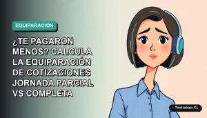 Ilustración vectorial plana de una trabajadora de tecnología remota con blusa azul y pelo corto, sobre un fondo degradado suave. Espacio negativo a la izquierda.