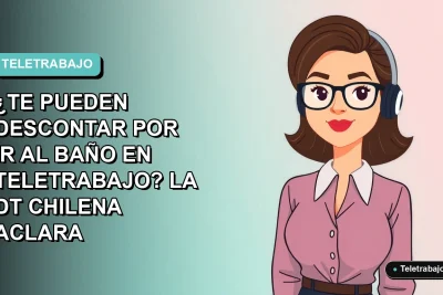 Ilustración vectorial plana de una mujer profesional trabajando desde casa, con fondo degradado azul verdoso, representando consulta sobre derechos en teletrabajo.