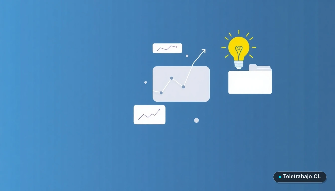 Ilustración abstracta de interfaz de usuario con gráficos en baja y un ícono de ampolleta, representando el alza de costos y documentación legal, fondo degradado azul grisáceo.