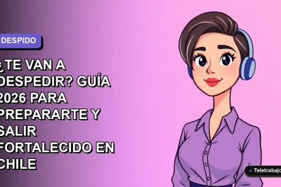 Ilustración vectorial plana de una mujer profesional chilena con expresión resiliente, sobre fondo degradado lavanda. Concepto de preparación ante un despido.