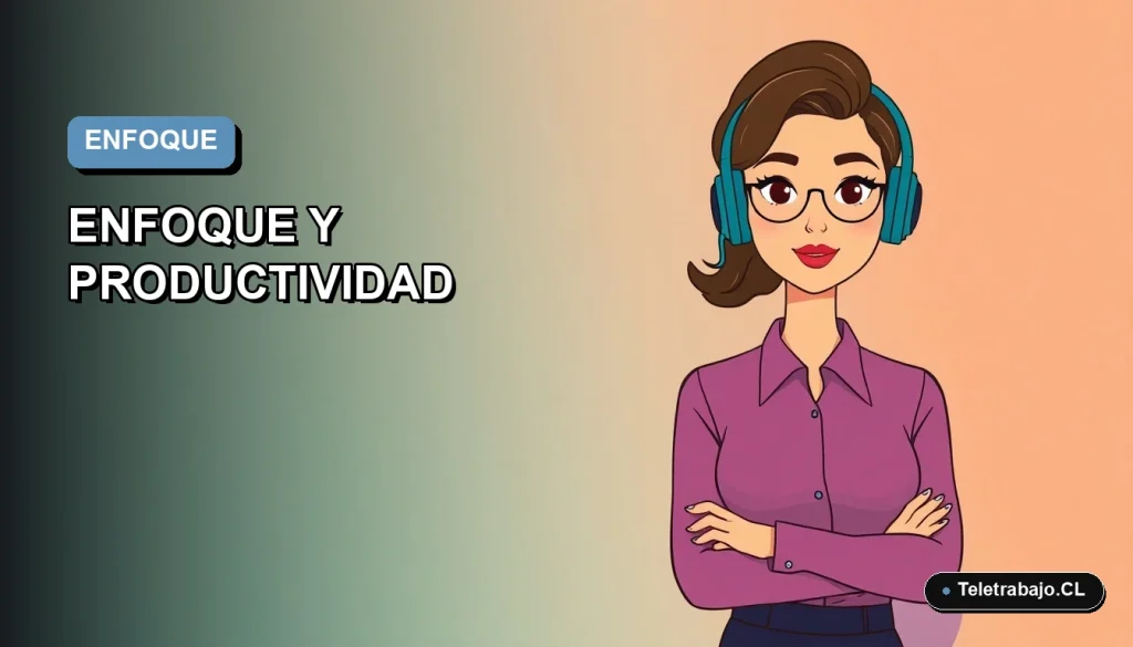 Ilustración plana de mujer profesional trabajando de forma remota con técnicas de concentración, fondo degradado azul y verde.