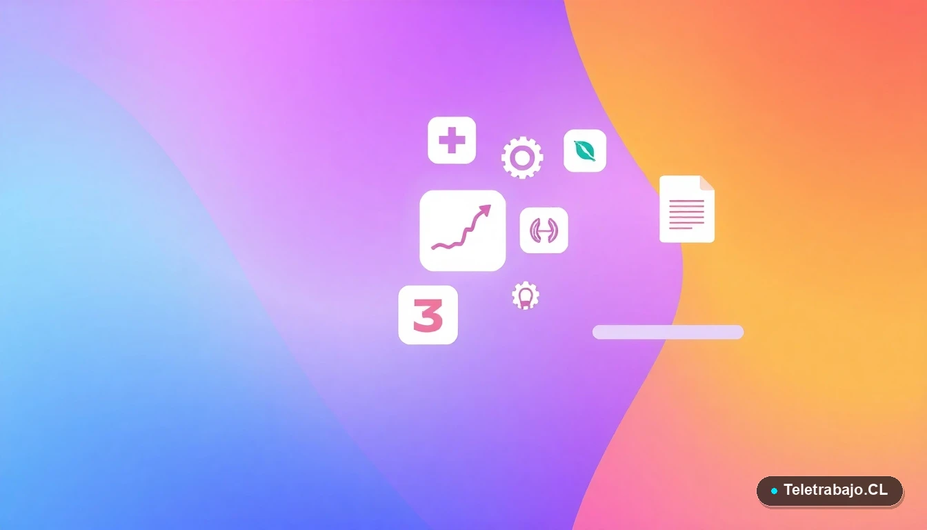 Iconos abstractos de interfaz de usuario sobre salud y tecnología, con gráficos y engranajes, fondo degradado lila, ilustración plana moderna.