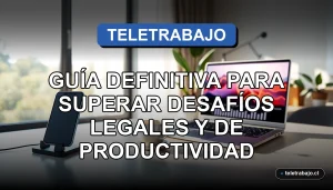Guía profesional para el teletrabajo eficiente con celular en 2026, superando desafíos legales y de productividad en una oficina moderna.
