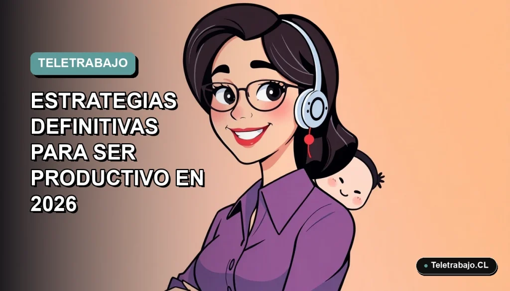 Ilustración vectorial plana de una mujer profesional chilena trabajando desde casa con su hijo pequeño, fondo con gradiente suave de color verde menta.