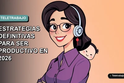 Ilustración vectorial plana de una mujer profesional chilena trabajando desde casa con su hijo pequeño, fondo con gradiente suave de color verde menta.