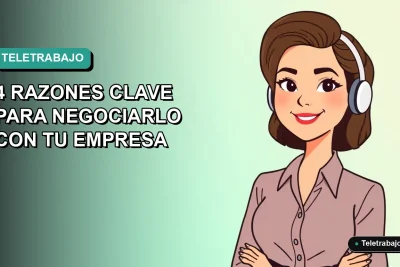 Ilustración plana corporativa de una mujer profesional chilena trabajando remotamente desde su casa, con fondo degradado azul verdoso.