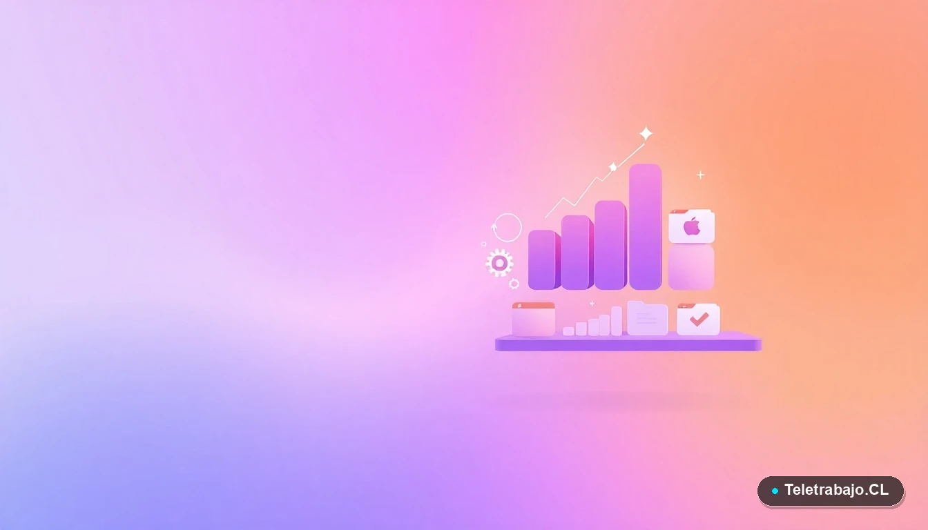 Elementos abstractos de interfaz de usuario tecnológica, como gráficos y engranajes flotantes, en estilo de ilustración plana vectorial moderna.