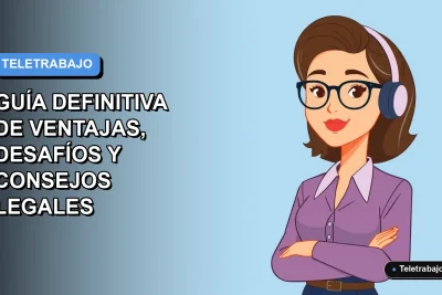 Ilustración vectorial plana de una mujer profesional chilena trabajando en teletrabajo desde su casa, con un fondo degradado azul moderno y espacio negativo.