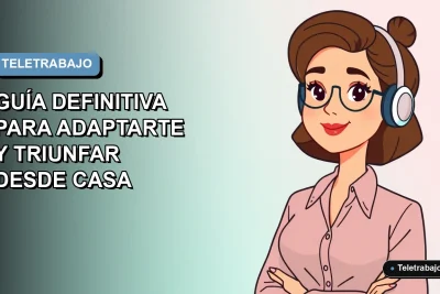 Ilustración plana corporativa de una mujer profesional chilena trabajando desde casa en 2026, con fondo degradado azul.