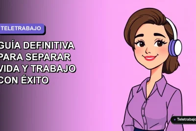 Ilustración vectorial plana de mujer profesional chilena sonriendo, fondo con gradiente suave lavanda, concepto de teletrabajo y balance vida-trabajo 2026.