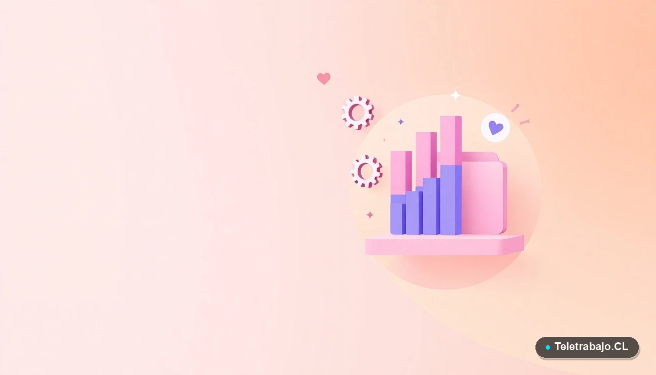 Composición abstracta de elementos de UI tecnológica, con gráficos y iconos flotantes, en un fondo degradado suave.