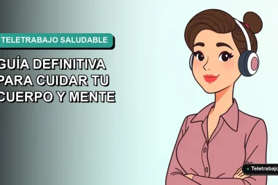 Ilustración plana vectorial de una mujer profesional chilena trabajando remotamente en 2026, con fondo degradado azul verdoso.