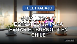 Guía legal para prevenir el agotamiento laboral o burnout en el teletrabajo en Chile, concepto de bienestar y productividad.