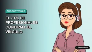 Ilustración vectorial plana de una mujer profesional trabajando desde casa, con un fondo degradado suave de color verde azulado.