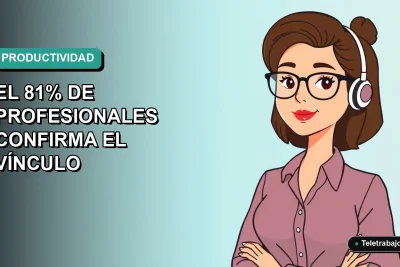 Ilustración vectorial plana de una mujer profesional trabajando desde casa, con un fondo degradado suave de color verde azulado.