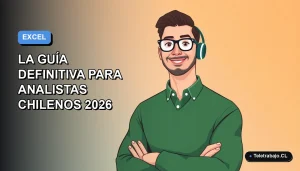 Ilustración vectorial plana de un analista de datos chileno moderno, estilo Corporate Memphis, con un fondo degradado azul y lavanda.