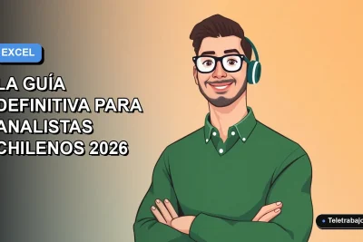 Ilustración vectorial plana de un analista de datos chileno moderno, estilo Corporate Memphis, con un fondo degradado azul y lavanda.