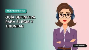 Guía definitiva sobre los tipos de trabajador independiente en Chile, ilustración plana de profesional mujer en fondo degradado.