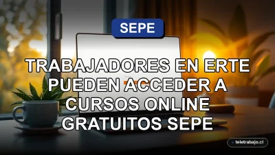 Portátil elegante en un escritorio moderno de home office, simbolizando los cursos online gratuitos del SEPE para trabajadores en ERTE.
