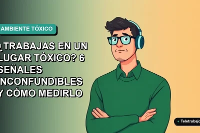 Ilustración plana vectorial de un trabajador masculino de tecnología con expresión de frustración, sobre un fondo degradado azul verdoso.