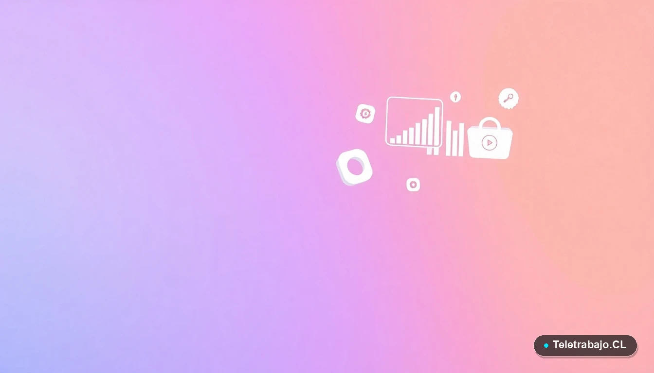 Composición abstracta de interfaz de usuario con gráficos y iconos flotantes, sobre fondo degradado lavanda, representando tecnología y trabajo freelance.