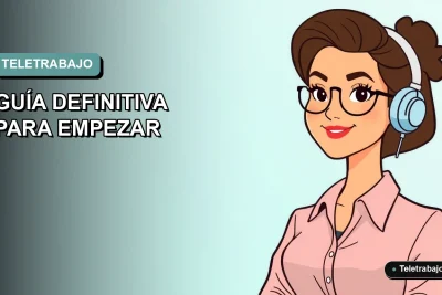 Ilustración plana corporativa de mujer profesional trabajando de forma remota en 2026, fondo degradado suave.