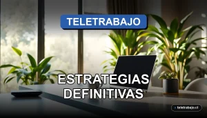 Fotografía de un elegante escritorio de home office moderno para trabajo remoto, con laptop abierta y pantalla borrosa, taza de café y plantas, iluminación natural.