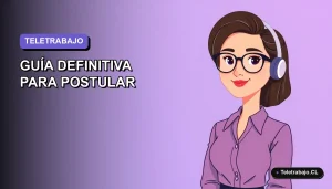 Ilustración vectorial plana de una mujer profesional trabajando de forma remota, con fondo degradado lavanda y azul.