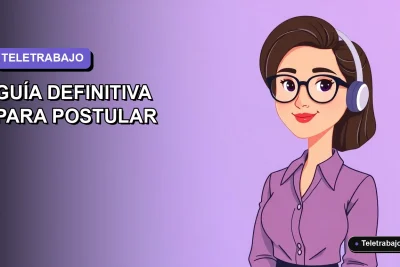 Ilustración vectorial plana de una mujer profesional trabajando de forma remota, con fondo degradado lavanda y azul.