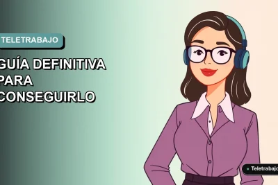 Ilustración vectorial plana de una mujer profesional trabajando remotamente en Colombia, con fondo degradado azul verdoso.