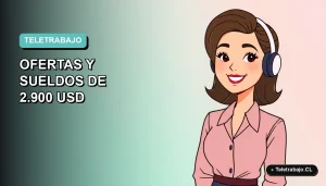 Ilustración plana corporativa de una mujer trabajando de forma remota para Nestlé, con fondo degradado azul verdoso.