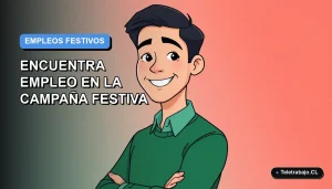 Ilustración vectorial plana de un hombre trabajando de forma remota en la campaña navideña, con fondo degradado azul y naranja.