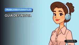 Ilustración plana vectorial de una joven profesional trabajando de forma remota en verano, con fondo degradado azul.