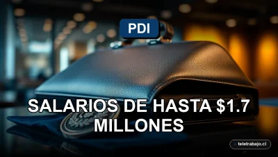 Oficina moderna minimalista con laptop cerrada y taza de café, representando oportunidades laborales profesionales en la PDI con altos salarios.