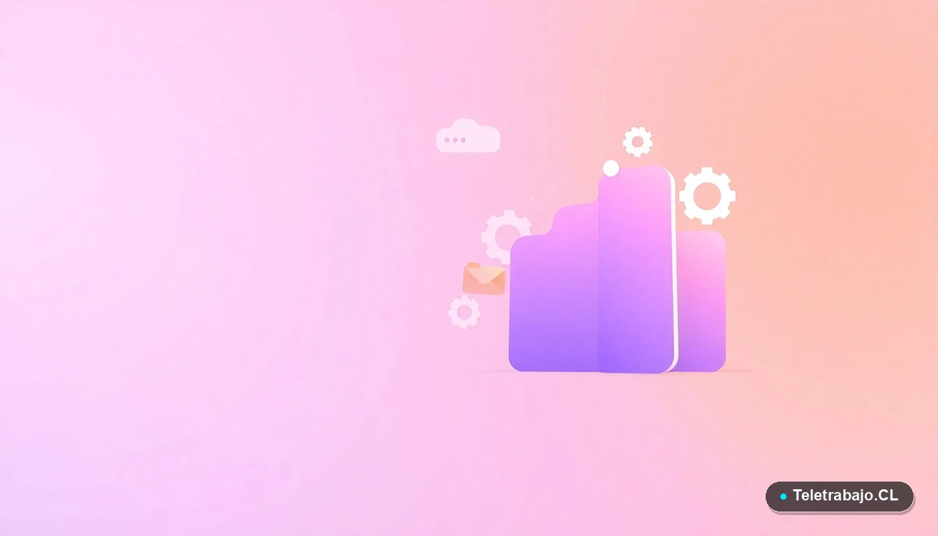 Composición abstracta de interfaz de usuario con gráficos y iconos flotantes en tonos lavanda y durazno, sobre fondo degradado claro, concepto de tecnología y datos.