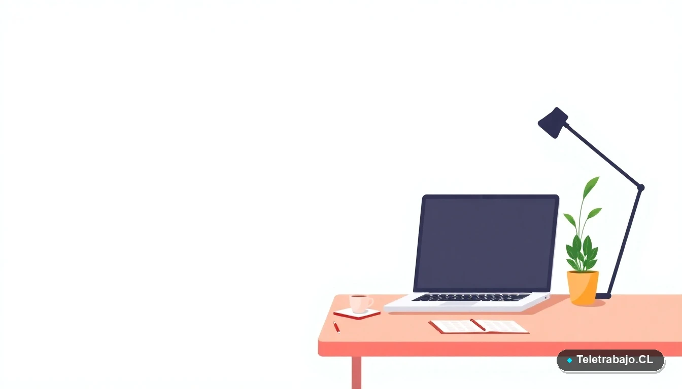 Escritorio moderno minimalista para teletrabajo con laptop y plantas, ilustración vectorial plana con fondo degradado verde menta.
