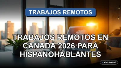 Portada de artículo sobre trabajos remotos en Canadá para hispanohablantes en 2026, mostrando una elegante oficina en casa.