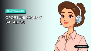Ilustración plana corporativa de una mujer latina trabajando de forma remota con fondo degradado azul verdoso.