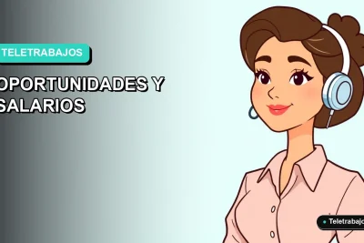 Ilustración plana corporativa de una mujer latina trabajando de forma remota con fondo degradado azul verdoso.