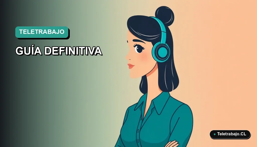 Ilustración vectorial plana de una mujer profesional trabajando remotamente en Venezuela, con fondo degradado azul verdoso.