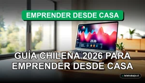 Guía chilena 2026 para transformar un hobby en un negocio rentable desde el hogar, con laptop y elementos de oficina moderna.