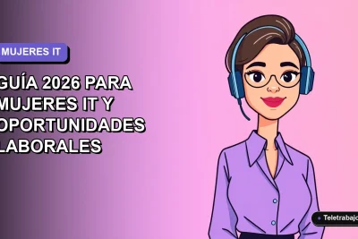 Ilustración vectorial plana de una mujer profesional de tecnología de la información en Chile, con estilo moderno y fondo degradado lavanda. Representa oportunidades laborales en IT para 2026.