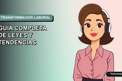 Ilustración vectorial plana de una mujer profesional chilena trabajando remotamente, con un fondo degradado suave y espacio negativo a la izquierda, representando las nuevas leyes y tendencias laborales.