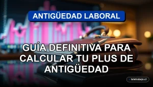 Guía para calcular el plus de antigüedad o trienios en Chile, sobre fondo de oficina corporativa con objetos de lujo.